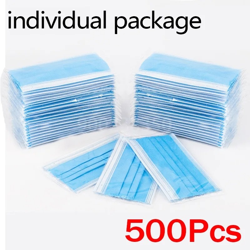 Disposable Mask Blue - 50-500 Stück Einweg-Masken für Erwachsene in